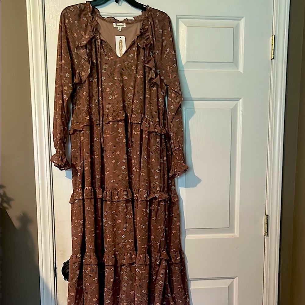 Floral Brown Maxi Dress
